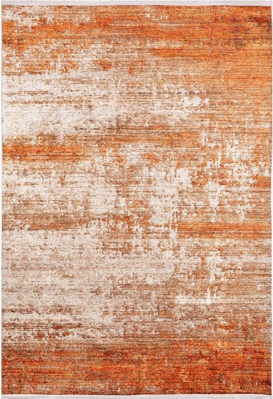 Halımax Dara 168 Yıkanabilir Kaymaz Dokuma Tabanlı Turuncu Renk Geçişli Modern Halı 100x200