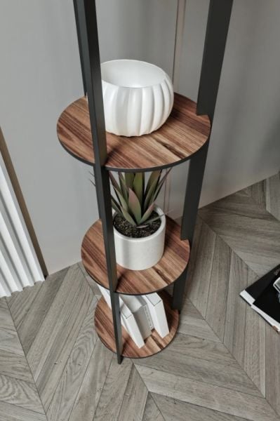 Messer Radiante Kahve Raflı Modern Lambader Ayaklı Dekoratif Abajur Modern Aydınlatma