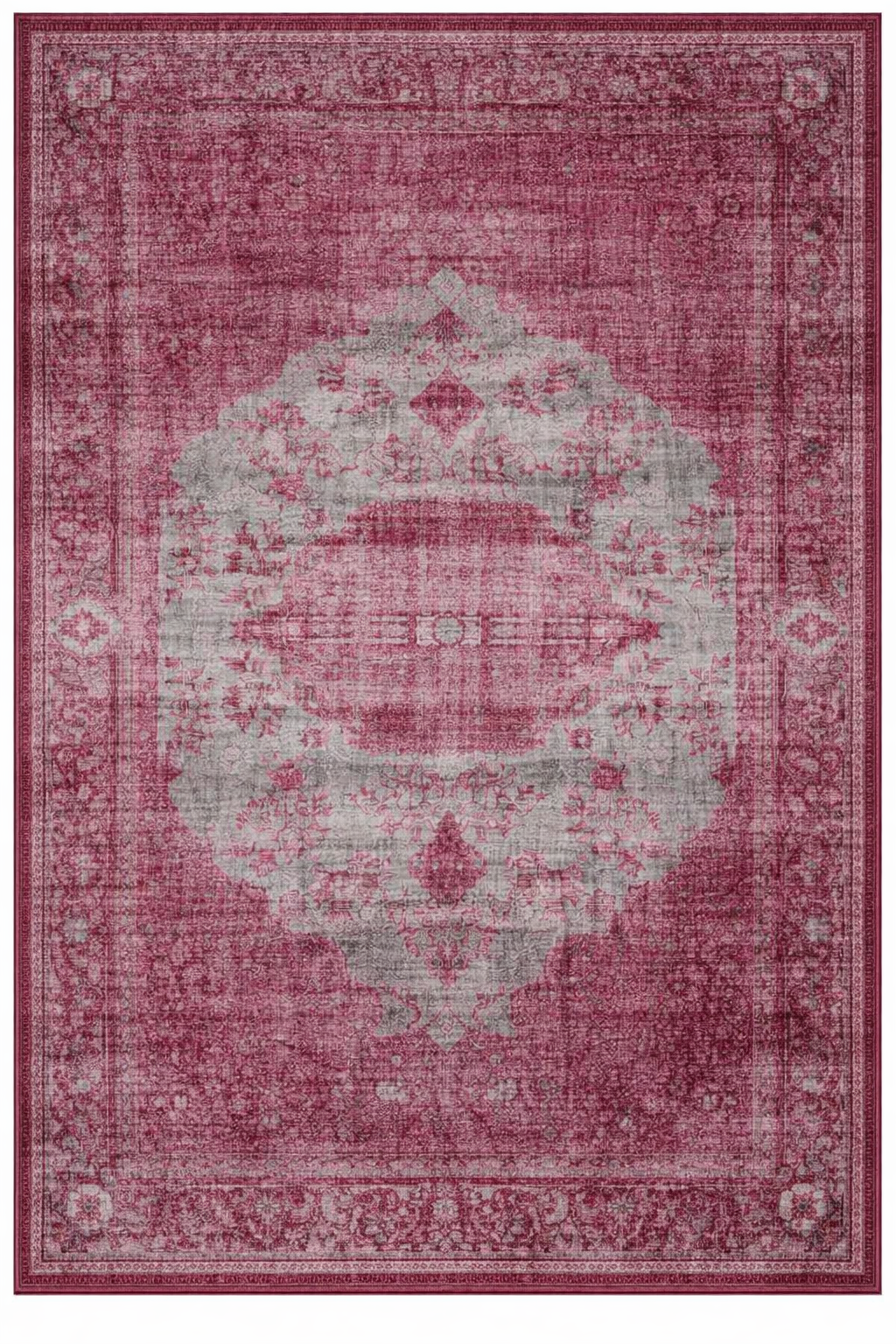 Drom Pamuk Dokuma Taban Kaymaz Şönil Makinede YıkanabilirBordo Gri Eskitme Salon Yatak Odası Mutfak Koridor Yolluk Halı