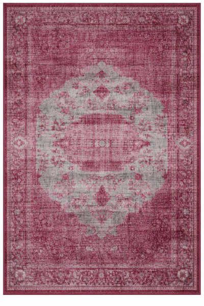 Drom Pamuk Dokuma Taban Kaymaz Şönil Makinede YıkanabilirBordo Gri Eskitme Salon Yatak Odası Mutfak Koridor Yolluk Halı