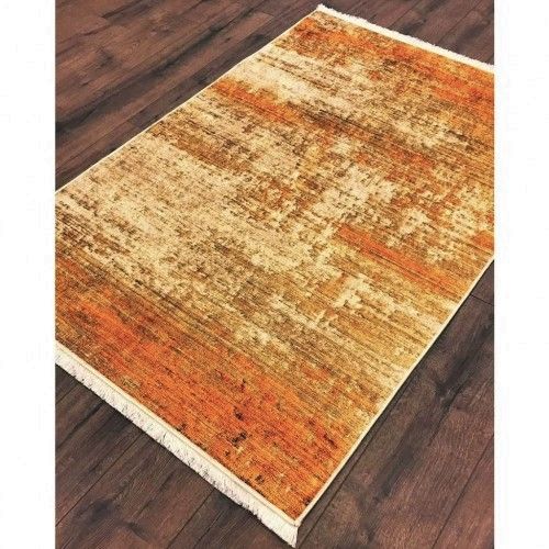 Halımax Dara 168 Yıkanabilir Kaymaz Dokuma Tabanlı Turuncu Renk Geçişli Modern Halı 120x200