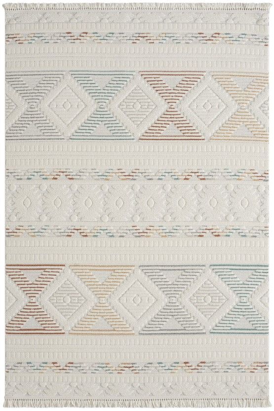 Seyran Halı Ruby 1151 Beyaz Multi Hav Toz Vermez Modern Yumuşak Tuşeli Salon Halısı