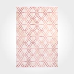 Crea Halı Royal Koleksiyonu 14569K Bambu Viskon Dokuma Modern Makine Halısı Krem Pembe My Crea Home 80x300