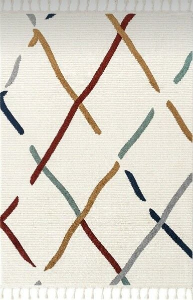 Halımax Seyran Puffy İskandinav Çok Renkli Örgü Saçaklı Makine Halısı 1004 Multi