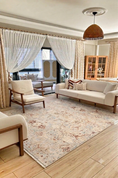 Crea Halı Panama PN02K Anadolu Motifli Krem Vintage Salon Oturma Odası Mutfak Koridor Etnik Desenli Halı Hav Toz Vermez Yolluk