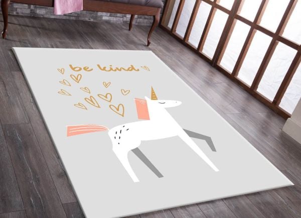 Cino 74 Be Kind Unicorn Figürlü Çocuk Odası Halı Bebek Oyun Halısı