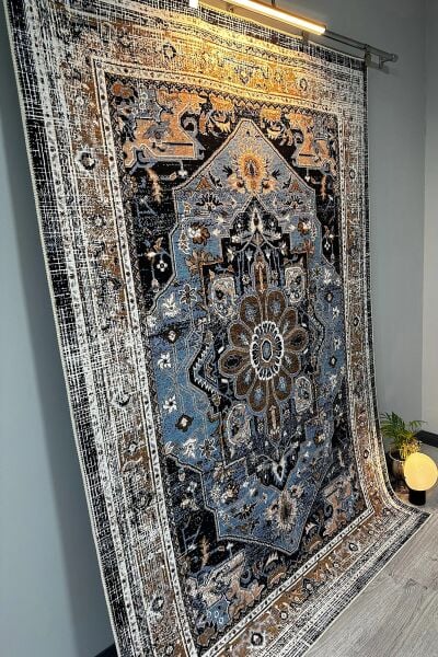 Drom Pamuk Dokuma Taban Makinede Yıkanabilen Kilim Kaymaz Şönil Otantik Etnik Desenli Multi Halı