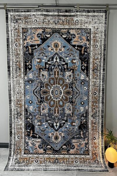 Drom Pamuk Dokuma Taban Makinede Yıkanabilen Kilim Kaymaz Şönil Otantik Etnik Desenli Multi Halı