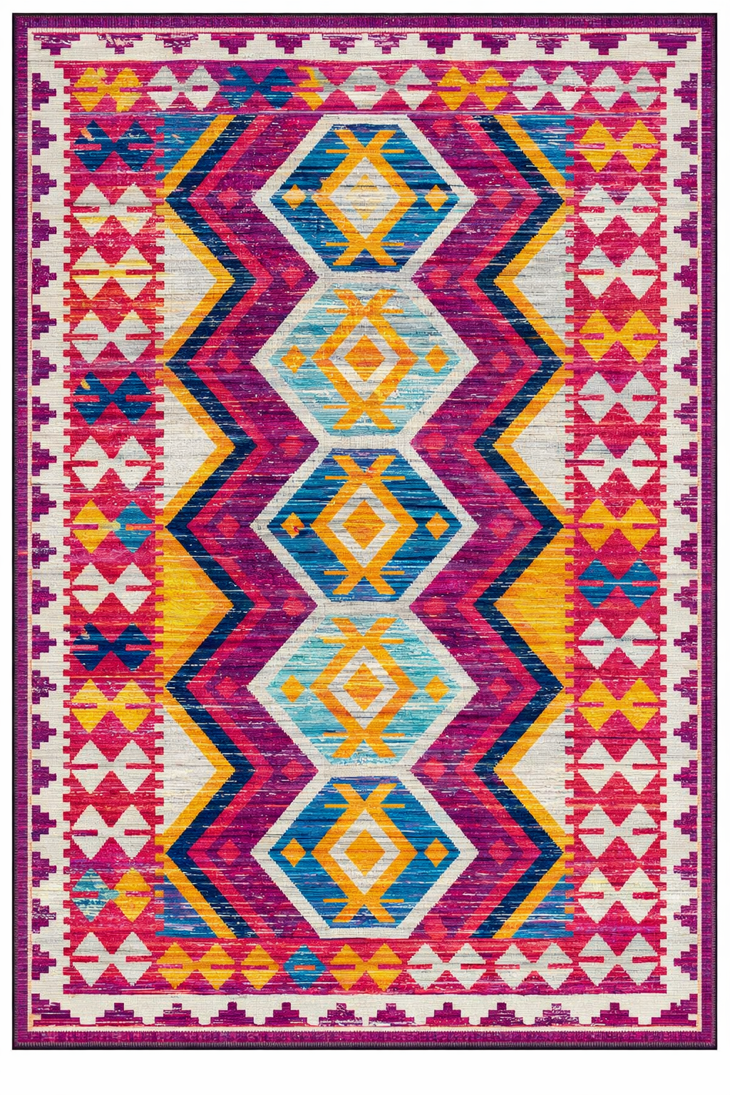 Drom Pamuk Dokuma Taban Kaymaz Şönil Makinede Yıkanabilir Multi Kilim Desen Bohem Salon Yatak Odası Mutfak Koridor Yolluk Halı