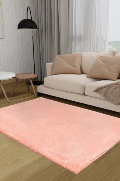 Luka Tavşan Post Pudra Yumuşak Tüylü Kaymaz Tabanlı Ekstra Yumuşak Dokulu Halı