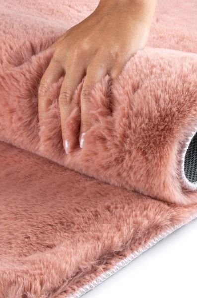 Luka Tavşan Post Pudra Yumuşak Tüylü Kaymaz Tabanlı Ekstra Yumuşak Dokulu Halı